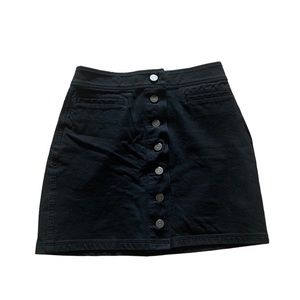 Aritzia Wilfred Free Karmen Black Denim Button Button High-Waist Skirt Size 2